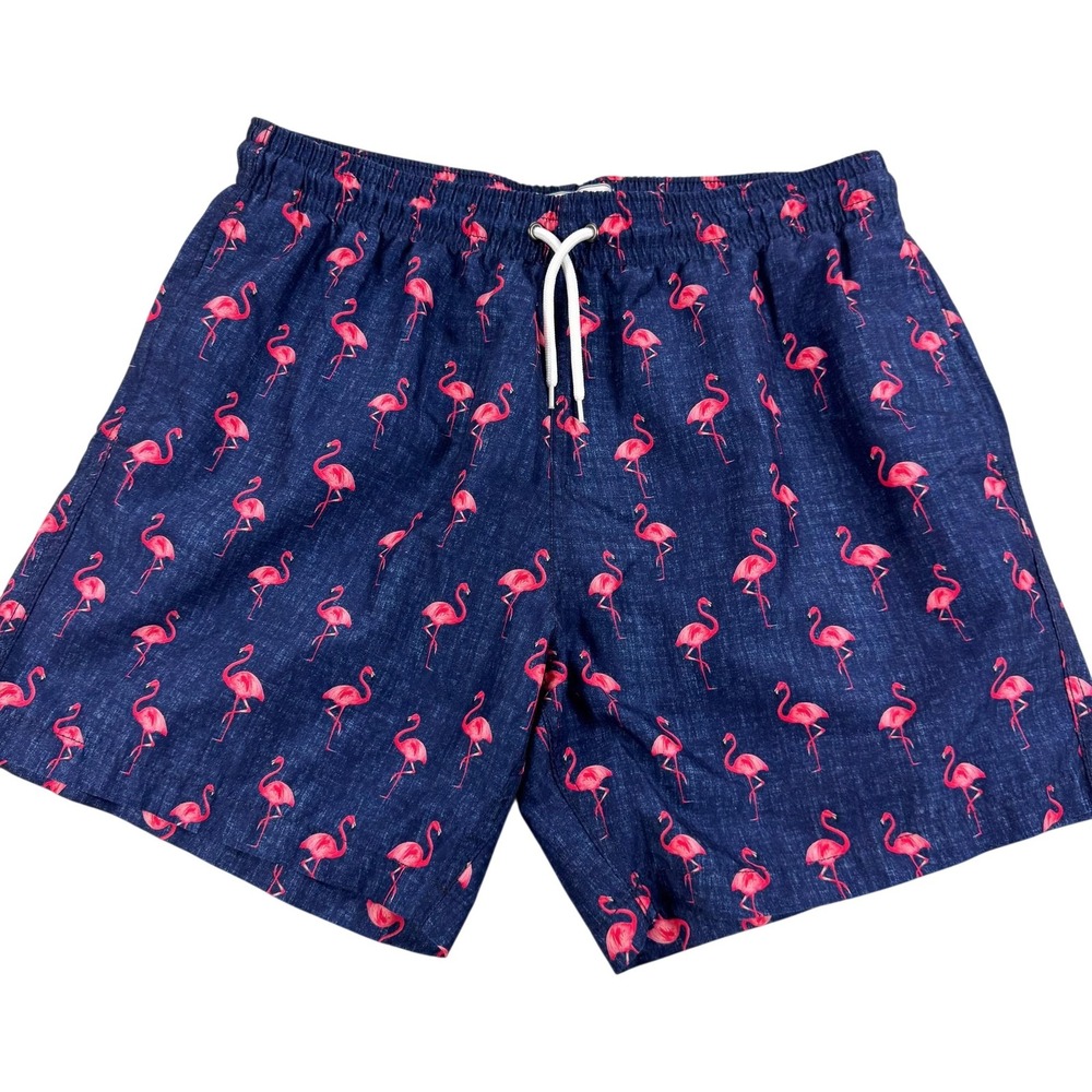 Trunks Swim Trunks Shorts Mens Large Blue Flamingo Tropical Print Beach Summer